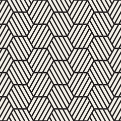 Vector seamless stripes pattern. Modern stylish texture with monochrome trellis. Repeating geometric hexagonal grid. Simple lattice design.