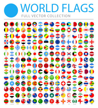 All World Flags - Vector Round Flat Icons