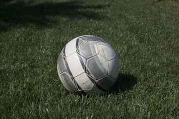 Fototapeta na wymiar Soccer ball lying in the grass