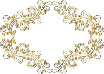 isolated golden border with floral ornament