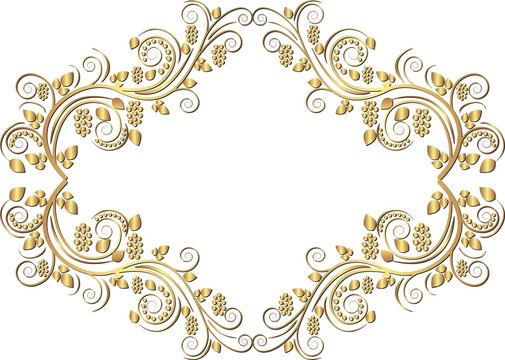 isolated golden border with floral ornament