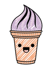 delicious ice cream kawaii character vector illustration design