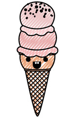 delicious ice cream kawaii character vector illustration design