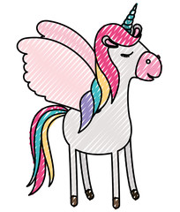 cute unicorn kawaii character vector illustration design
