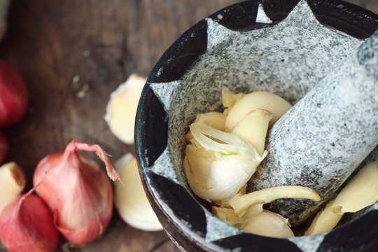 Organic garlic with shallot