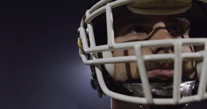Closeup Portrait Of American Football Player