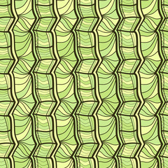 Green geometric ornament. Vector seamless pattern. Modern art deco stylish texture. Geometrical ethnic print for textile and wallpaper design.