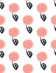 Floral seamless pattern. Hand drawn creative flowers. Colorful artistic background with blossom. Abstract herb. It can be used for wallpaper, textiles, wrapping, card. Vector illustration, eps10