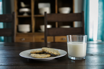 Homemade cookies on a Plate with Milk