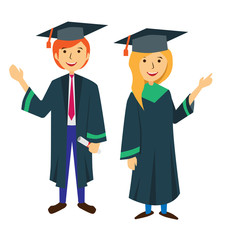 Couple of College Students Vector Illustration
