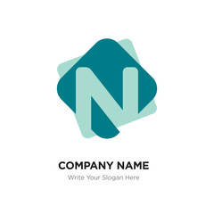 Abstract letter N logo design template. white vector icon on green background.