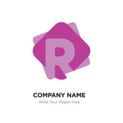 Abstract letter R logo design template. Pink vector icon on red background.