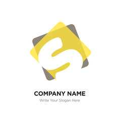 Abstract letter s logo design template. white vector icon on yellow & black background.