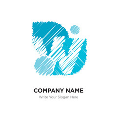 w Letter Logo with Vintage Grunge Cut Design. Destroyed Drawing Elegant Letter Icon Vector, Abstract Alphabet logotype on blue background.