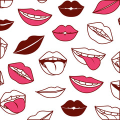 sensuality lips with tongue out pattern background vector illustration design