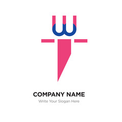 Abstract letter wi iw logo design template, Alphabet initial letters company name concept. Flat thin line segments connected to each other, red and blue gradients