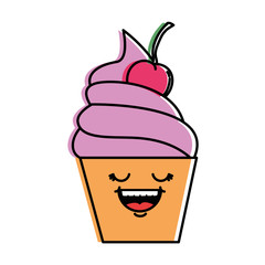 delicious cupcake kawaii character vector illustration design