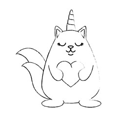 cute fantasy hamster with horn vector illustration design