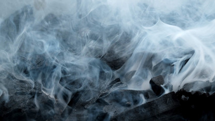 Charcoal background / Charcoal is a carbon-containing substance made from wood, naturally black and powdery. Charcoal is made from wood by heating it in an airless space at a high temperature