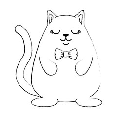 cute hamster with bowntie kawaii character vector illustration design