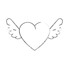 cute heart with wings vector illustration design © Gstudio