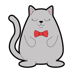 cute hamster with bowntie kawaii character vector illustration design