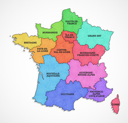 Carte des R&eacute;gions de France