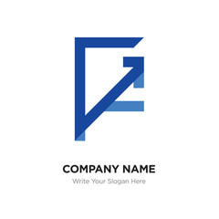 Abstract letter GF,FG logo design template, blUE Alphabet initial letters company name concept. Flat thin line segments connected to each other