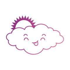 cute cloud with sun kawaii character vector illustration design
