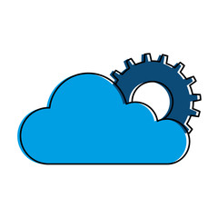 cloud computing with gears machinery vector illustration design