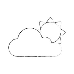 cloud with sun silhouette isolated icon vector illustration design