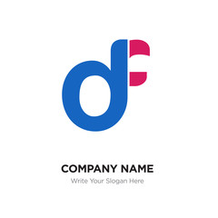 Abstract letter df,fd logo design template, red & blue Alphabet initial letters company name concept. Flat thin line segments connected to each other