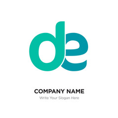 Abstract letter de,ed logo design template, green Alphabet initial letters company name concept. Flat thin line segments connected to each other
