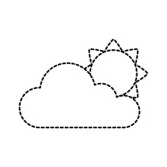 cloud with sun silhouette isolated icon vector illustration design