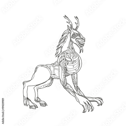 Doodle art illustration of a wendigo or windigo an algonquian mythical cannibal monster or evil Doodle art illustration of a wendigo or windigo an algonquian mythical cannibal monster or evil