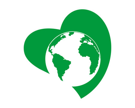 earth heart image vector icon logo