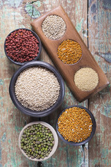 Different super foods organized as a collection on the table
