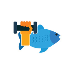 Gym Fish Logo Icon Design