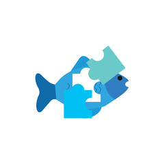 Puzzle Fish Logo Icon Design