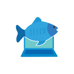 Laptop Fish Logo Icon Design