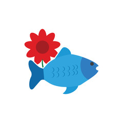 Flower Fish Logo Icon Design