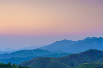 Mountain view with foggy environment