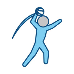 Basketball player with ball pictogram