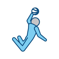 Basketball player with ball pictogram
