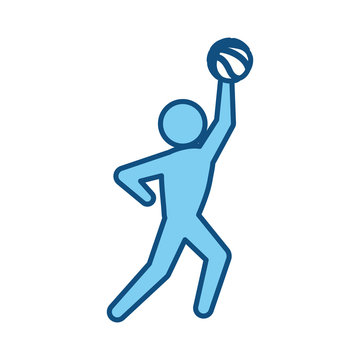 Basketball player with ball pictogram