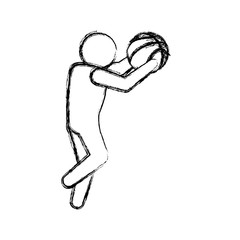 Basketball player with ball pictogram