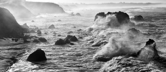 pacific morning surf on rocks sonoma