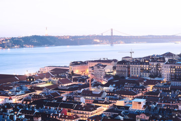 Obraz premium View of Lisbon at sunset.