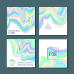 Holographic shapes backgrounds set. Applicable for gift card,cover,poster,brochure,magazine.