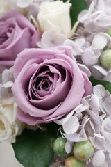 プリザーブドフラワー　紫バラ　花器　